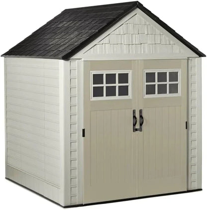 Rubbermaid Resin Outdoor Storage Shed With Floor Weather Resistant Gray Organization For Home