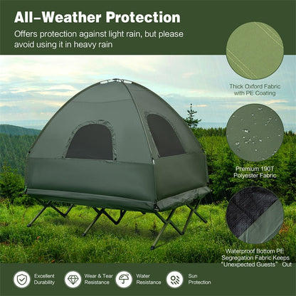5-in-1 Tent Cot 2-Person Portable Outdoor Camping Tent Combo With Air Mattress Sleeping Bag And Sunshade