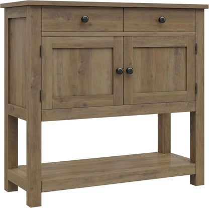 Hostack Farmhouse Console Table With 2-Door Cabinet And 2 Drawers, Coffee Bar, Entryway Table With Storage Shelf