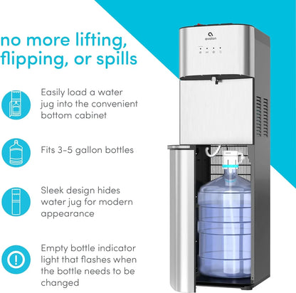 Limited Edition Self Cleaning Water Cooler Water Dispenser- 3 Temperature Settings- Hot, Cold And Room Water, Stainless Steel Construction