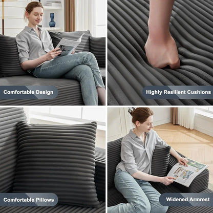 110 Cloud Sectional Couch, Boneless Sofa For Living Room Modular Sectional Sofa With Deep Seat