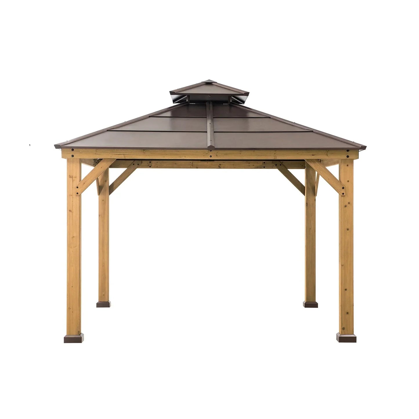 10 Ft. x 10 Ft. Cedar Framed Gazebo With Steel 2-Tier Hip Roof Hardtop