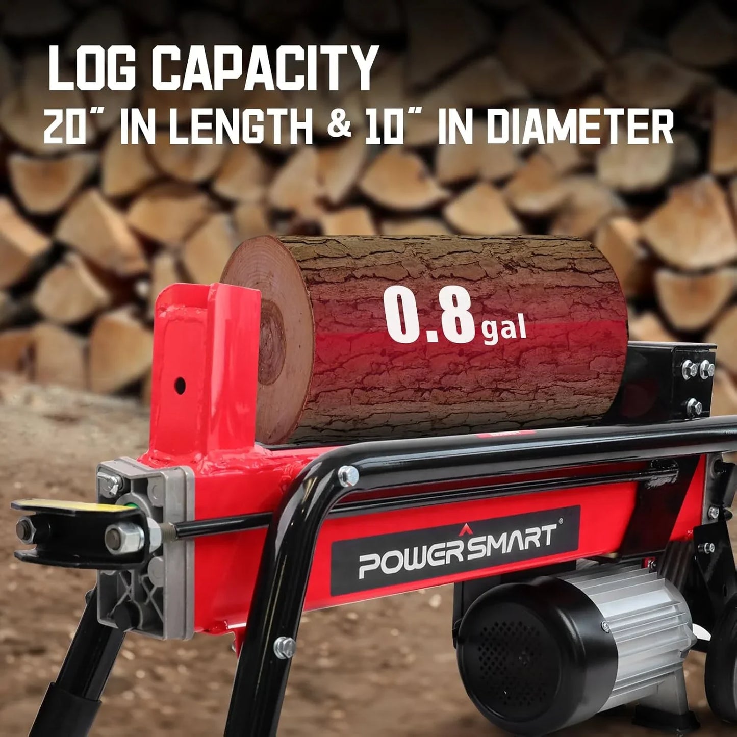 PowerSmart Electric Log Splitter 7-Ton- Efficient Wood Splitter With 3500 Motor Speed, 15 Amp