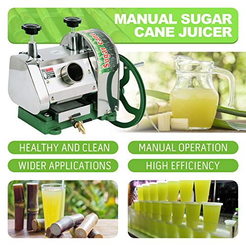 Try Yean Manual Sugarcane Juice Machine, Professional Stainless Steel Sugar Cane Juicer, 110lbs Output Per Hour With 2 In. Large Inlet Extractor