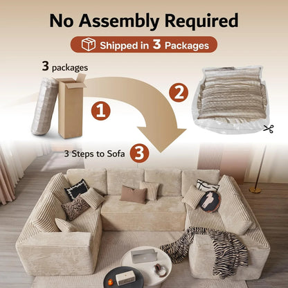 Ovios 104 In. Cloud Sectional Couch With L-Shape Chaise, Modern Modular Sofa With Deep Seat, Upholstered Couches For Living Room Bedroom