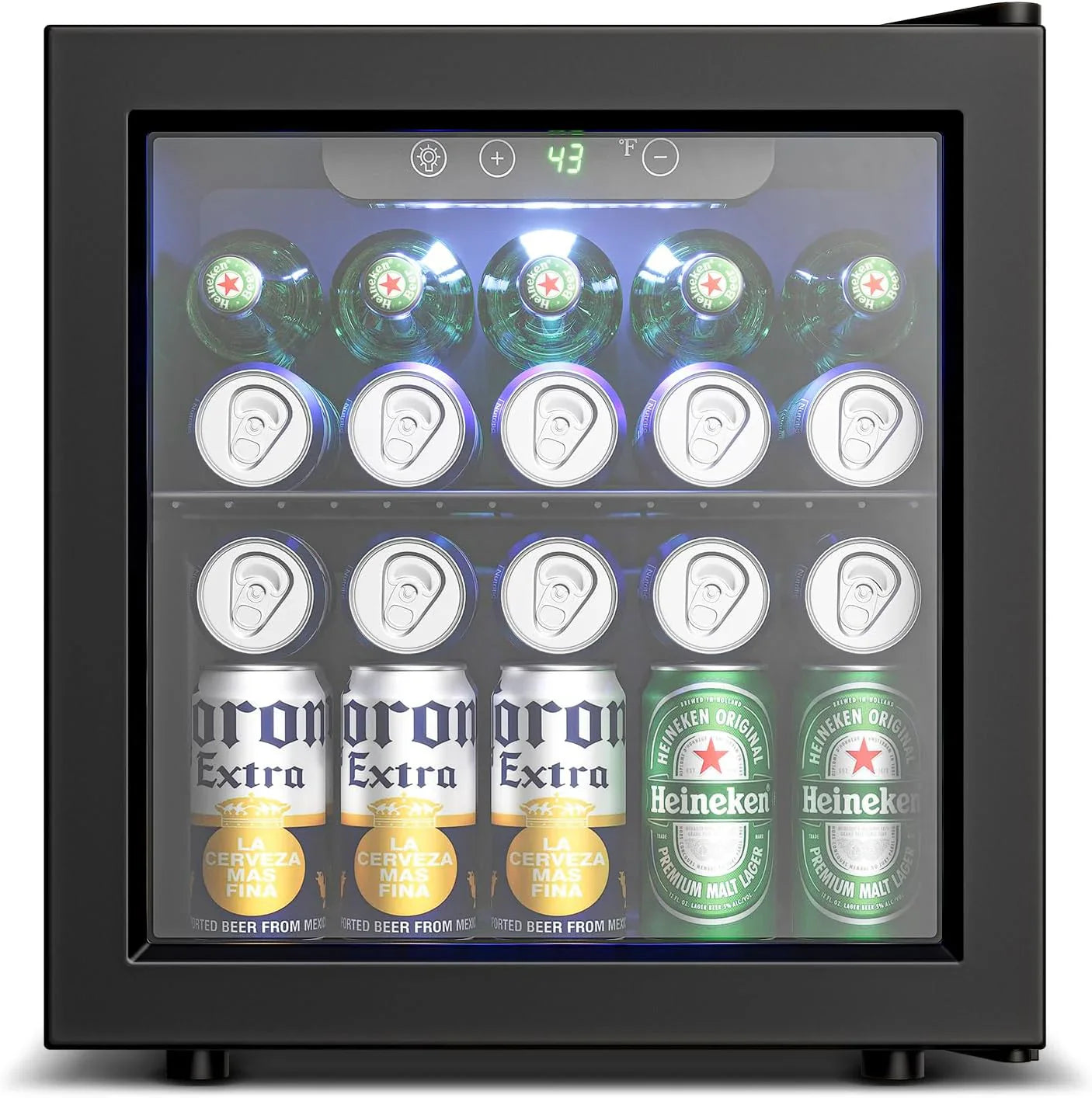 Beverage Refrigerator Cooler- 126 Can Mini Fridge Glass Door For Drinks Soda Beer Wine- Small Refrigerator For Office Bedroom Home Bar