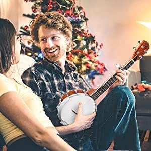String Banjo 26 In. Mini Travel Banjo Banjo Beginner Kit With Remo Head Open Back And Closed Solid Back With Beginner Kit Comfortable Carrying Bag
