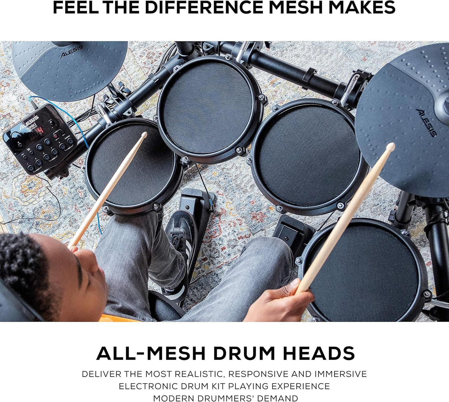 Alesis Turbo Mesh Kit- Electric Drum Set With Over 100 Sounds Mesh Drum Pad