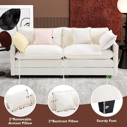 Ihanherry 146 In. U-Shaped Modern Sofa Modular Sectional Cloud Couch With 2 Ottoman