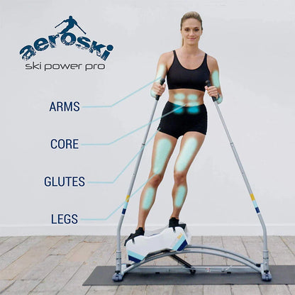 Aeroski 2.0 Ski Fitness Workout Machine With Recoil Spring Resistance Gray