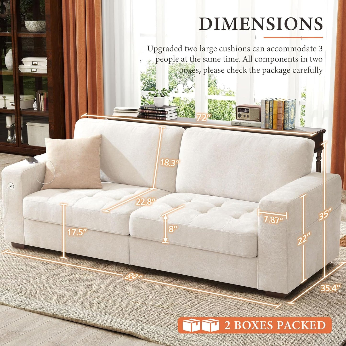111.4 In. L-Shaped Modern Sofa Modular Cloud Sofa Ottoman 4-Seater Chenille Deep Seat Sofa