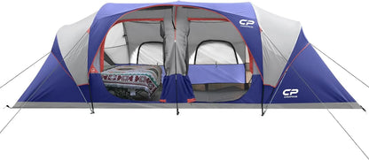 Campros Cp Tent 12-Person-Camping-Tents, 3 Room Family Tents, Waterproof Windproof Family Tent With Top Rainfly, 6 Large Mesh Windows