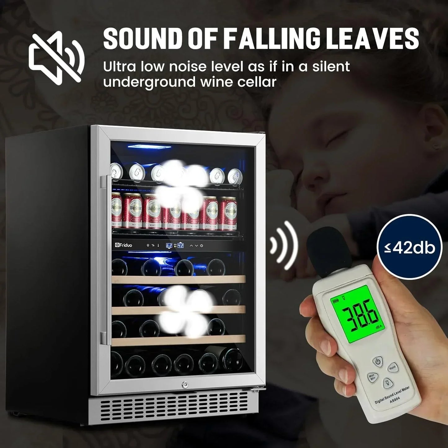 24 In. Dual Zone Beverage Refrigerator 30 Bottles 82 Cans Wine Fridge Built-In Or Freestanding