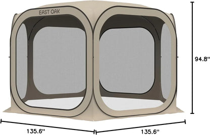East Oak Screen House Tent Pop-Up, Portable Screen Room Canopy Instant Screen Tent 10 x 10 Ft. With Carry Bag For Patio, Backyard