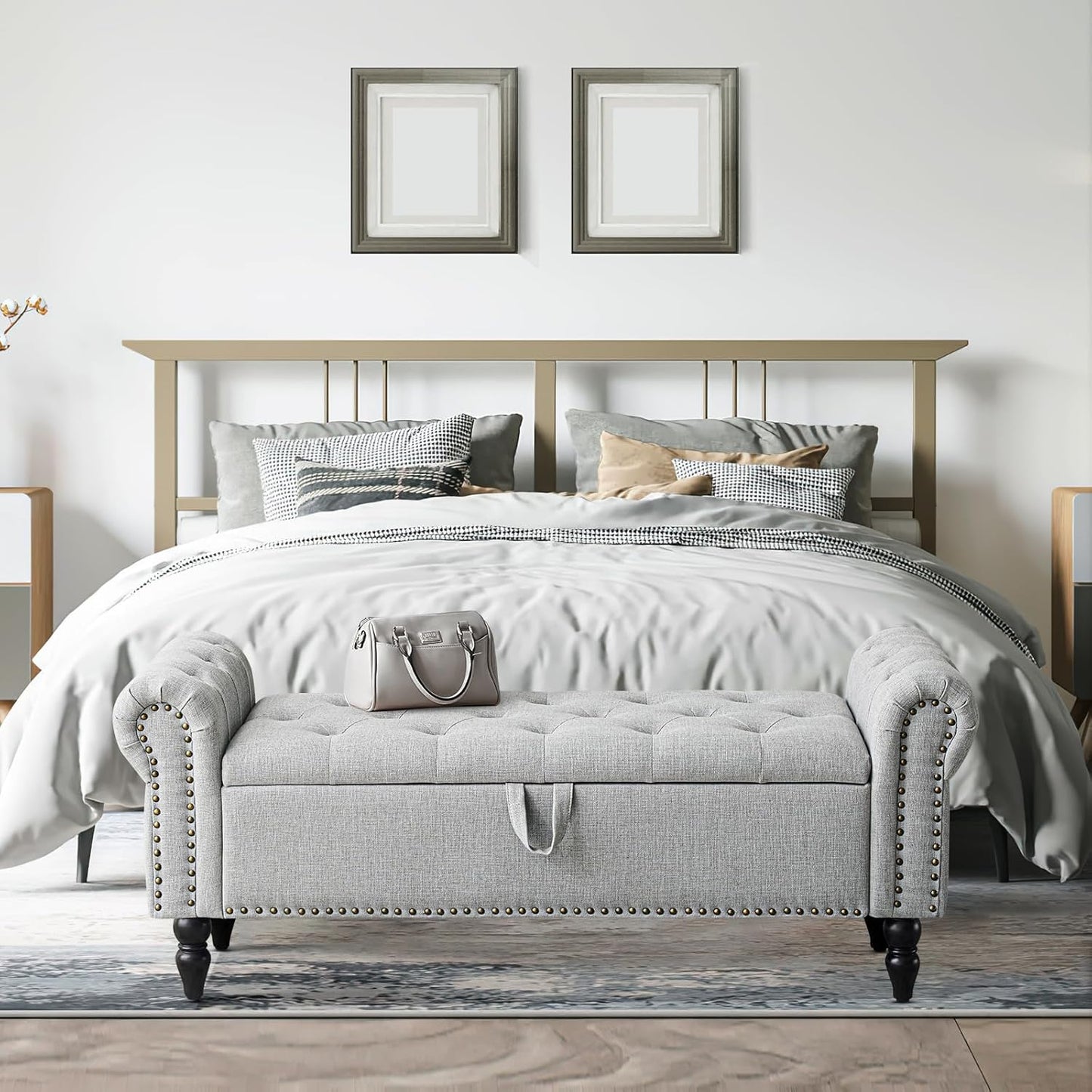 Furniliving Modern Storage Ottoman Bench