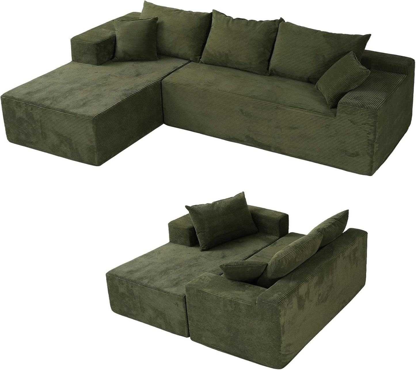 Cloud Sectional Couch With L-Shape Chaise, Modern Modular Sofa With Deep Seat, Upholstered Couches For Living Room Bedroom, No Assembly Required