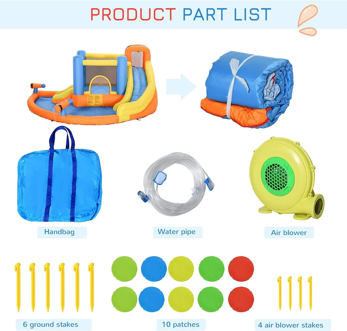 Kids Inflatable Water Slide 5-in-1 Bounce House Water Park Jumping Castle With Water Pool, Slide, Climbing Walls, And 2 Water Cannons, 450W Air Blower