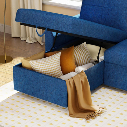 VanAcc Sofa Bed, Sleeper Sofa With Storage Chaise 2-in-1 Pull Out Couch Living Room