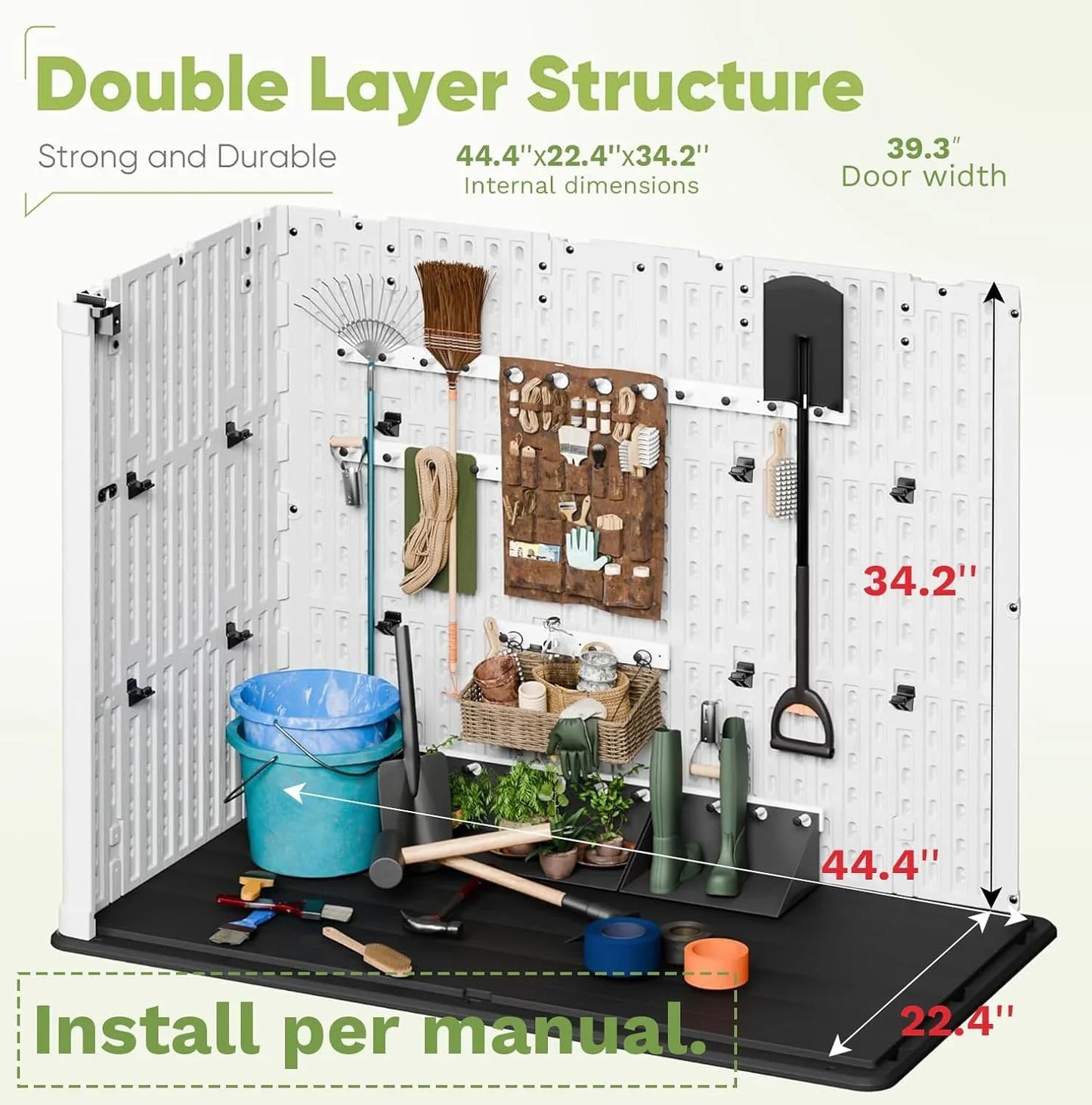 Devoko Outdoor Storage Cabinet 26 Cu. Ft. With Lockable Doors, Horizontal Storage Shed Waterproof Patio Tools Storage Box For Sofa Cushions