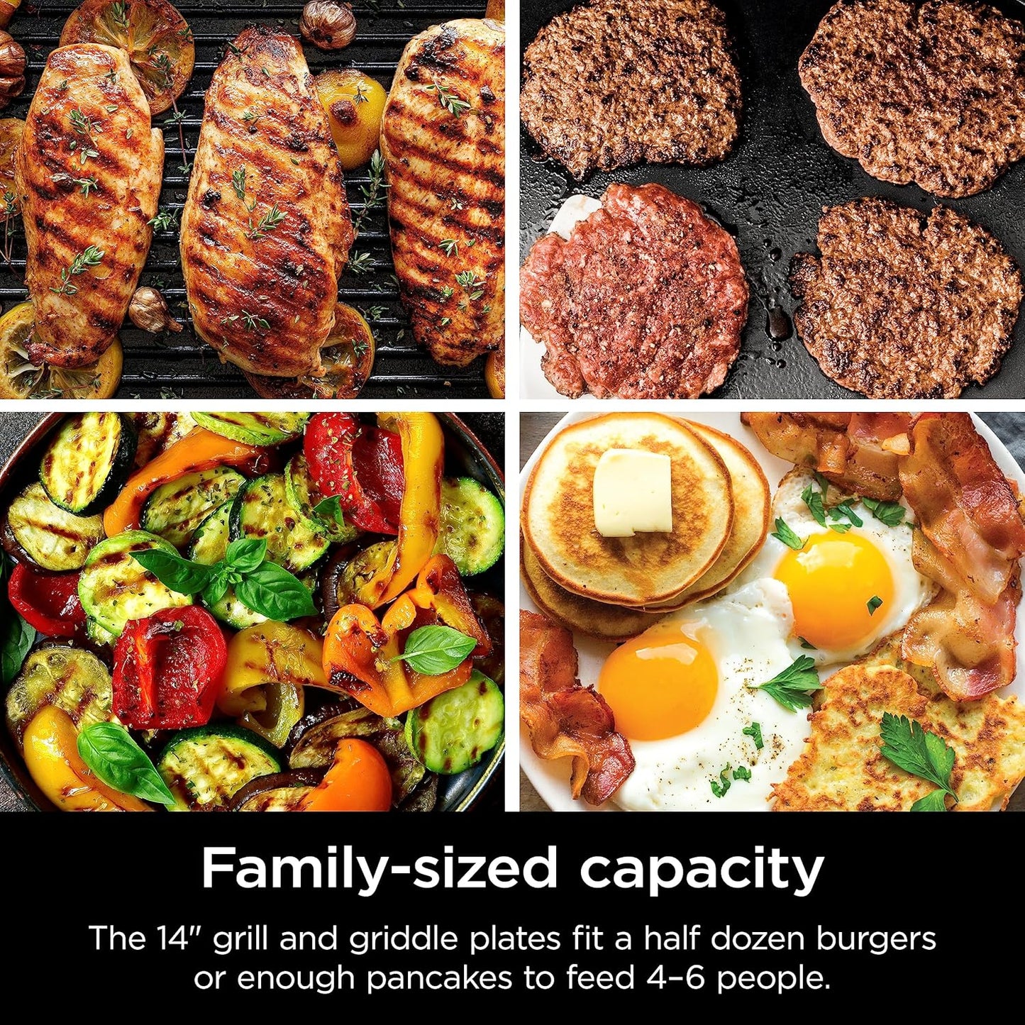 Ninja Griddle And Indoor Grill, 14锟 Electric Grill, For Steak, Burgers, Salmon, Veggies, And More, Pancake Griddle, Nonstick, Dishwasher Safe