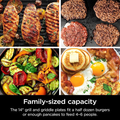 Ninja Griddle And Indoor Grill, 14锟 Electric Grill, For Steak, Burgers, Salmon, Veggies, And More, Pancake Griddle, Nonstick, Dishwasher Safe