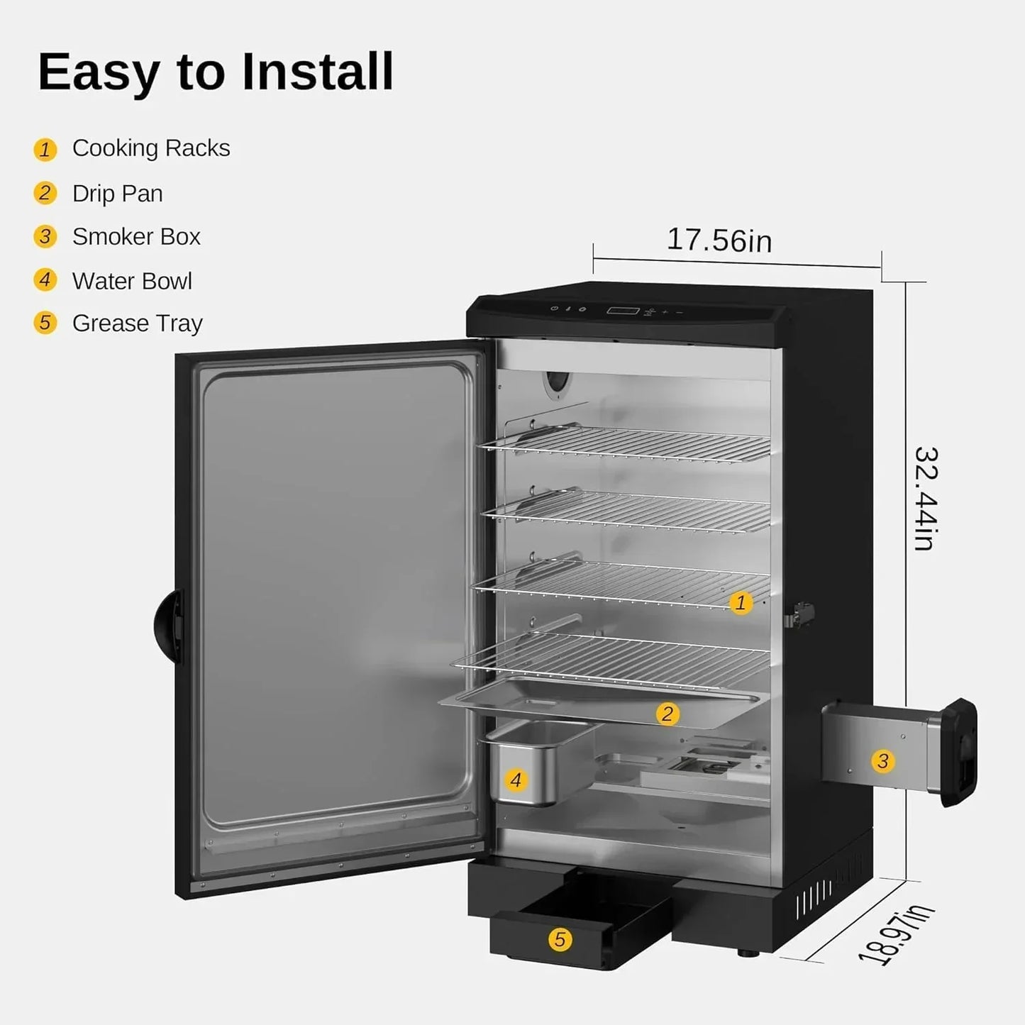 East Oak 30 In. Outdoor Electric Smoker Built-In Meat Probe Smokes Up To 6 Times Longer
