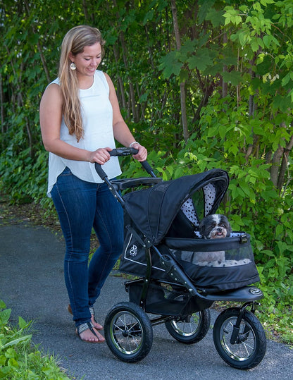 No-Zip Nv Pet Stroller For Cats/Dogs Zipperless Entry Easy One-Hand Fold Gel-Filled Tires Plush Pad Plus Weather Cover Included 3 Colors