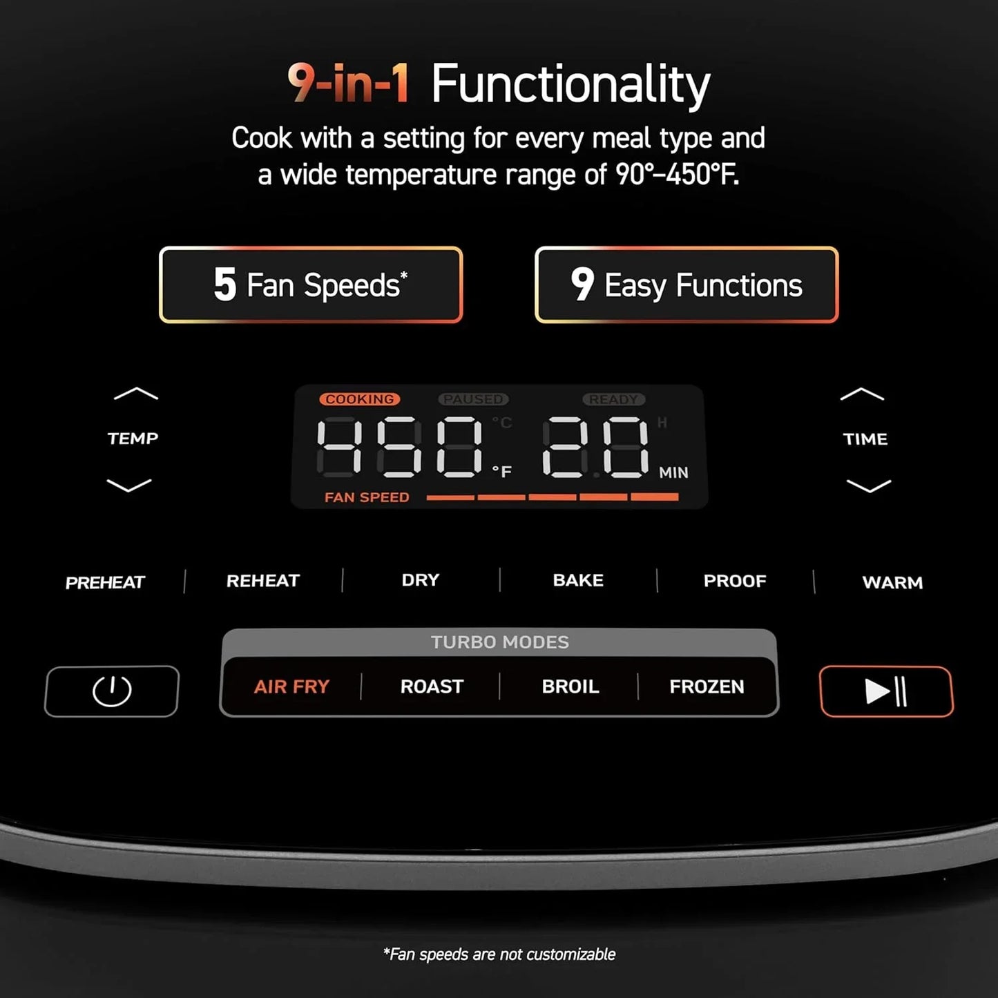 Cosori Air Fryer 9-in-1 Compact And Large 6-Qt. Fast Turbo Modes Precise Heat For Even Results