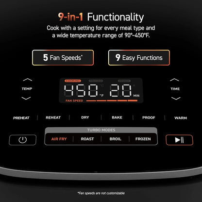 Cosori Air Fryer 9-in-1 Compact And Large 6-Qt. Fast Turbo Modes Precise Heat For Even Results