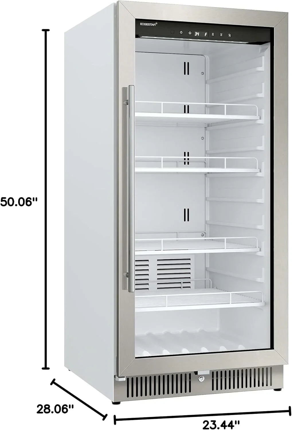 22 In. Wide 10.1 Cu. Ft. Commercial Beverage Merchandiser, Stainless Steel, Temp Alarm, Reversible Door