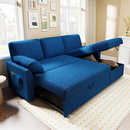 VanAcc Sofa Bed, Sleeper Sofa With Storage Chaise 2-in-1 Pull Out Couch Living Room