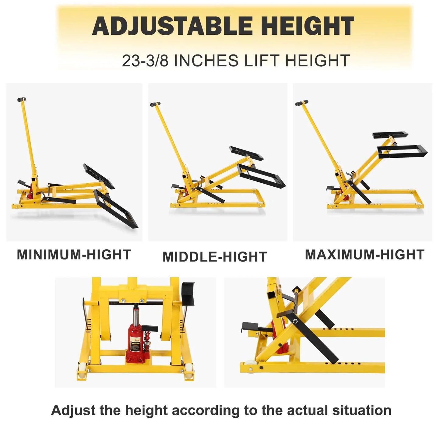Lawn Mower Lift With Hydraulic Jack, 26 In. Lawn Mower Lift, Welded Solid Steel Construction, Weight Capacity 500 Lbs