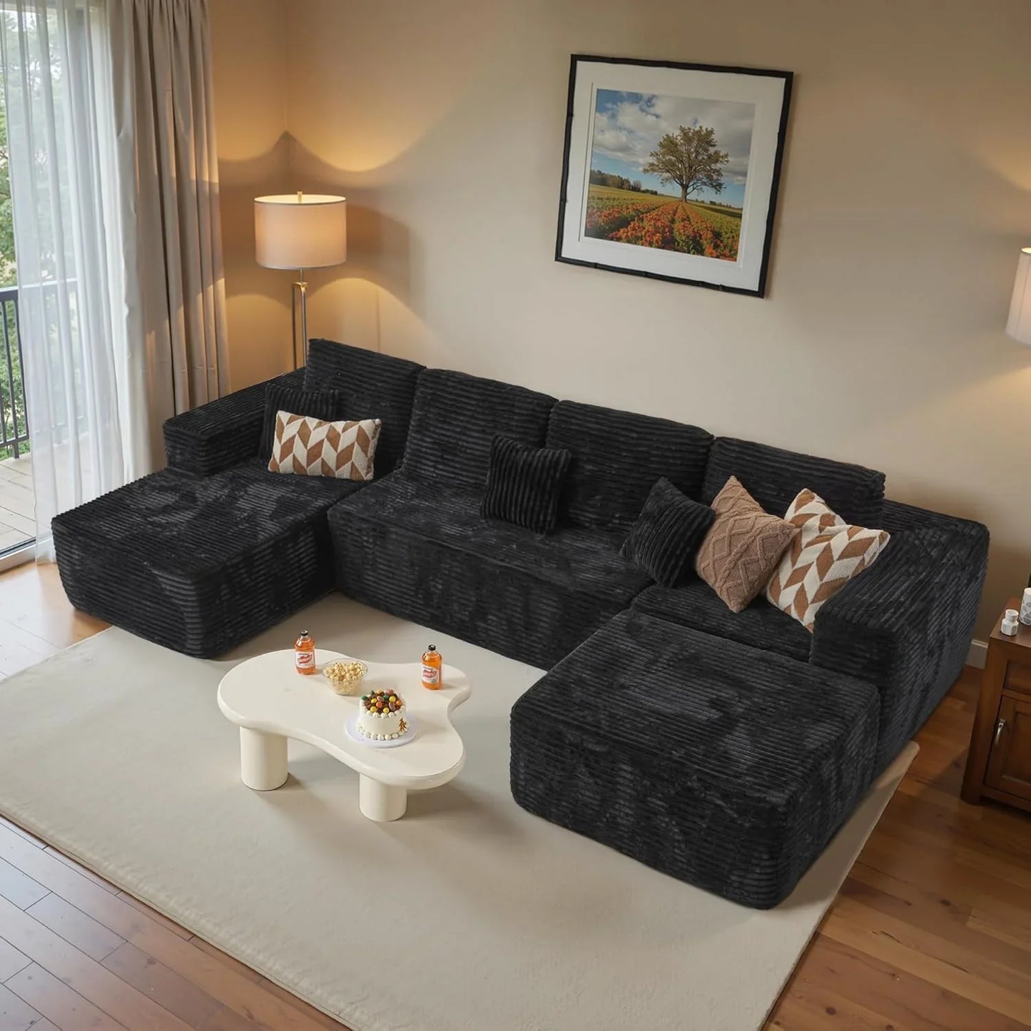 Ovios 104 In. Cloud Sectional Couch With L-Shape Chaise, Modern Modular Sofa With Deep Seat, Upholstered Couches For Living Room Bedroom