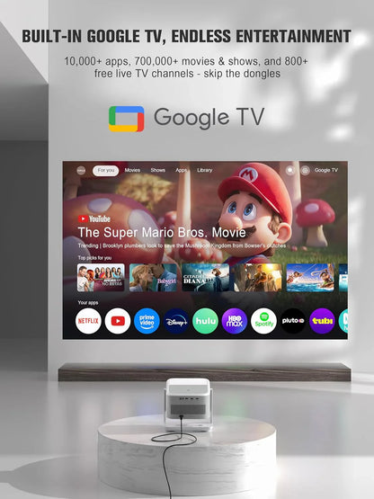 Official Licensed Google TV 4K Smart Projector With WiFi And Bluetooth, Voplls Outdoor