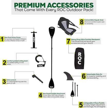 Roc Inflatable Stand-Up Paddle Board Sup Paddle Board Accessories Anti-Slip Comfortable Deck