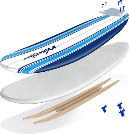 Wavestorm- Classic Soft Top Foam 7 Ft. Surfboard Surfboard For Beginners And All Surfing Levels Complete Set Includes Leash And Multiple Fins