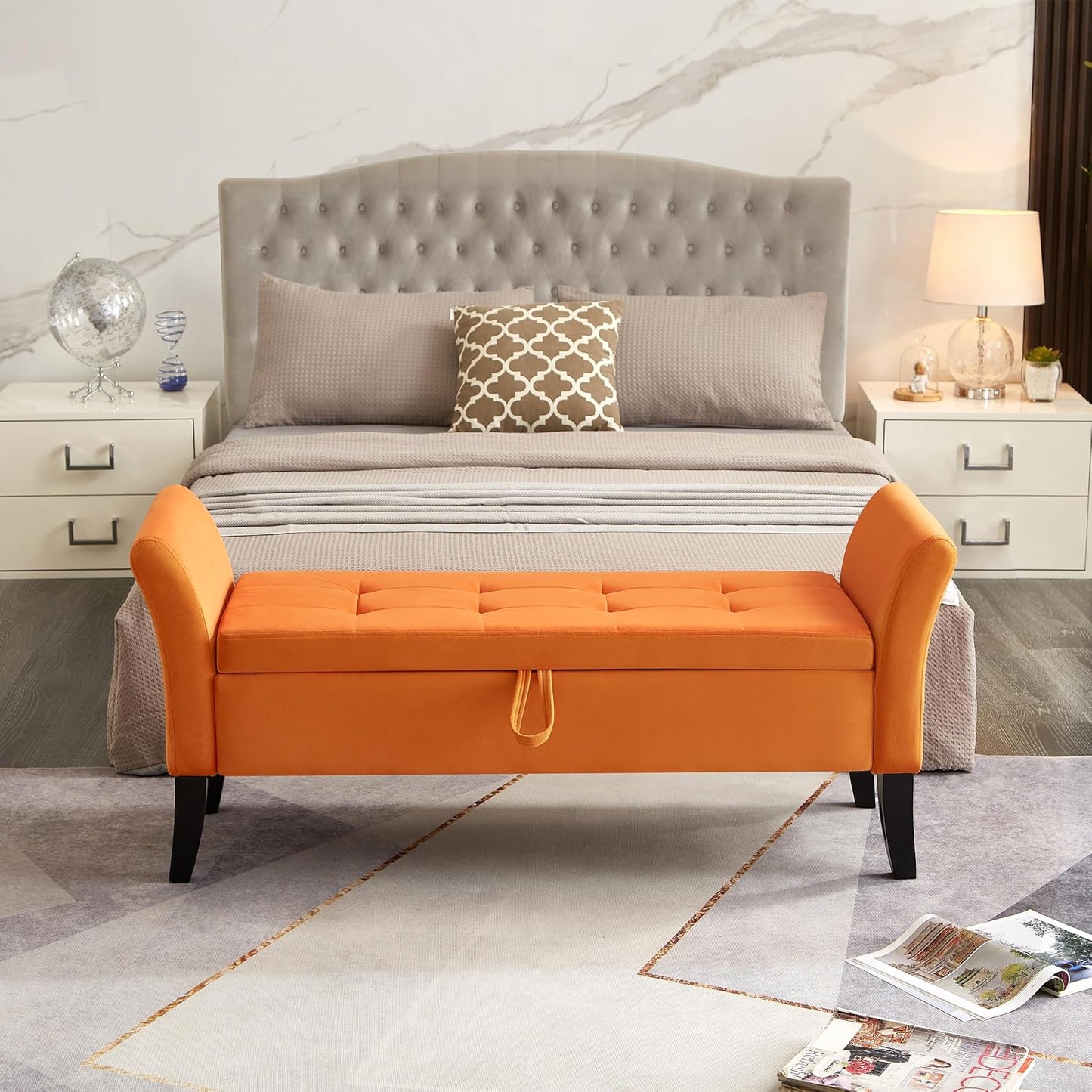 Furniliving Modern Storage Ottoman Bench