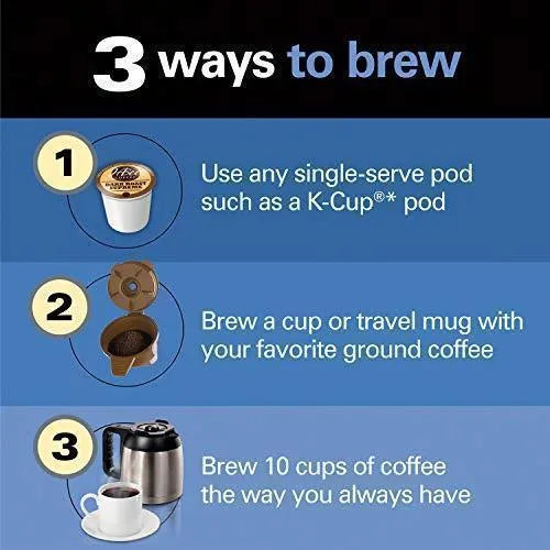Hamilton Beach FlexBrew Thermal Coffee Maker, Single Serve And Full Pot, Compatible With K-Cup Pods Or Grounds, Programmable, Black And Stainless
