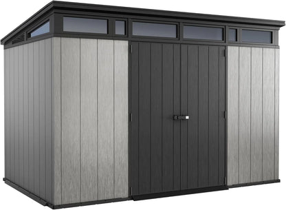11x7 Modern Resin Outdoor Storage Shed Kit-Perfect To Store Patio Furniture, Garden Tools Bike Accessories, Beach Chairs And Lawn Mower