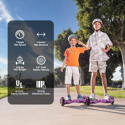 Simate 6.5 In. Hoverboard With Bluetooth And LED Lights
