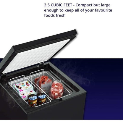 Northair Chest Freezer C 3.5 Cu. Ft. With 2 Removable Baskets C Reach In Freezer Chest C Quiet Compact Freezer C 7 Temperature Settings C Black