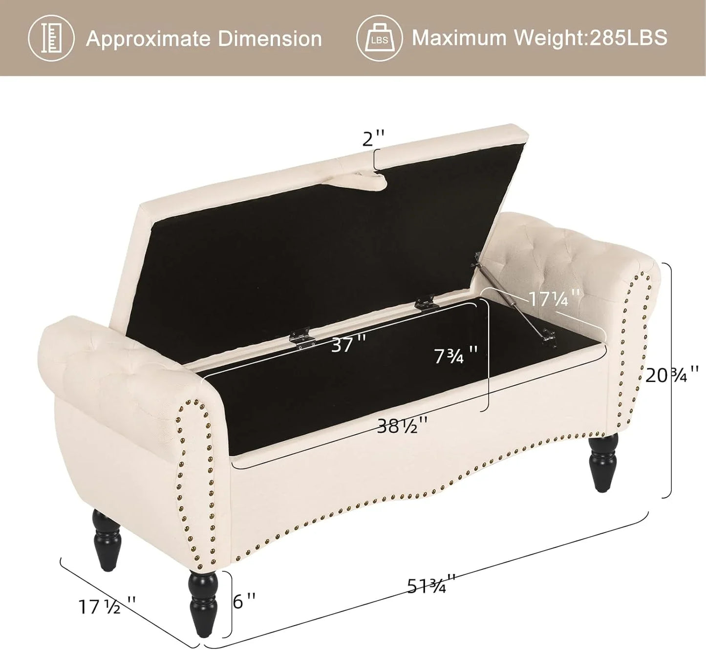 Furniliving Modern Storage Ottoman Bench