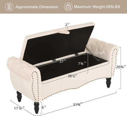 Furniliving Modern Storage Ottoman Bench