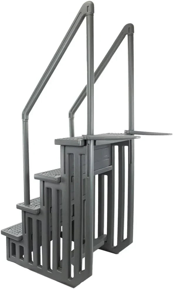 Select Anti-Slip in-Pool Steps, Gray, For Above Ground Swimming Pools, Can Mount To Decks 48 In. To 54 In. H, Safety Stairs Capacity Up To 300 Lbs