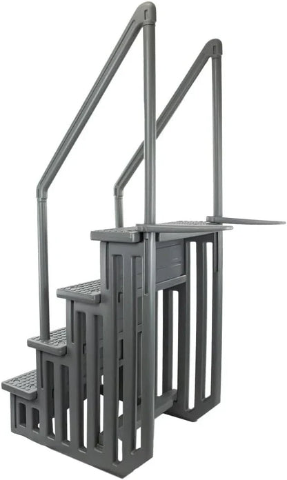 Select Anti-Slip in-Pool Steps, Gray, For Above Ground Swimming Pools, Can Mount To Decks 48 In. To 54 In. H, Safety Stairs Capacity Up To 300 Lbs