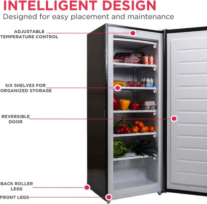 Frigidaire Upright Freezer, 6.5 Cu. Ft, Deep Freeze, Vinyl Coated Metal With Wire Shelving, Compact For Kitchen, RV, Dorm, Cabin, And Trailer