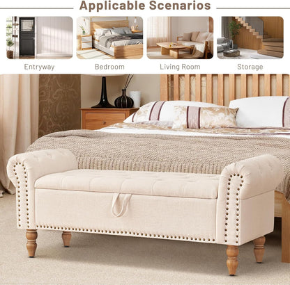 Furniliving Modern Storage Ottoman Bench