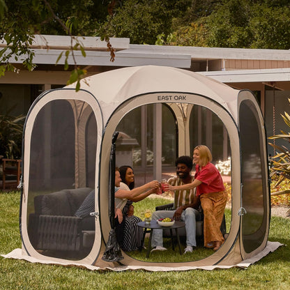 East Oak Screen House Tent Pop-Up, Portable Screen Room Canopy Instant Screen Tent 10 x 10 Ft. With Carry Bag For Patio, Backyard