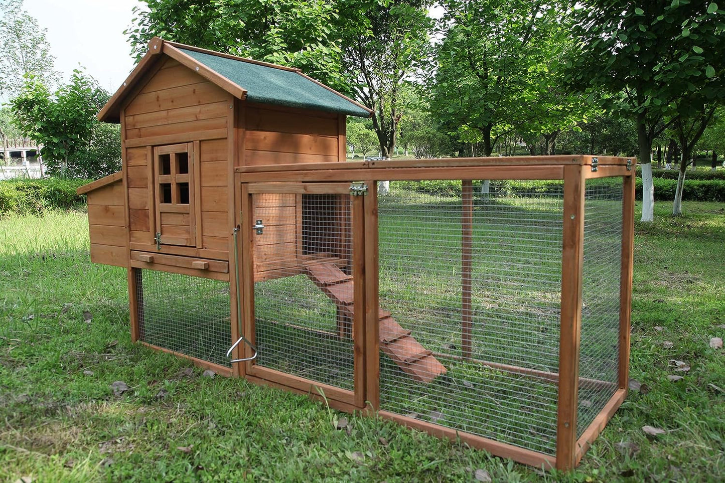Outdoor 80 In. Wooden Chicken Coop Nest Box Chicken Coop Poultry Pet Cage