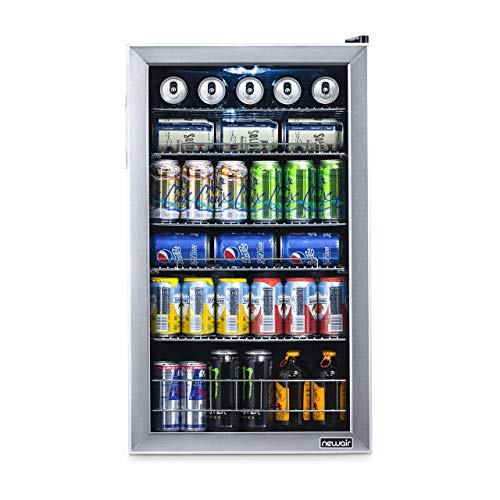 Beverage Refrigerator Cooler, 126 Cans Free Standing With Right Hinge Glass Door